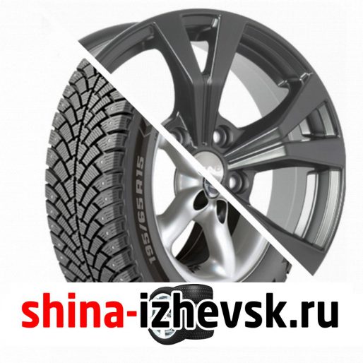 Колесо в сборе BF Goodrich G Force Stud 215/65 R16 Q 102 + СКАД Нагано 6.5xR16 5×114.3 ET45 DIA67.1 Черно-серый цвет с перламутровыми оттенками в Ижевске
